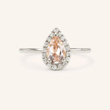 Bridal Rose Pear Morganite Halo Engagement Ring