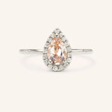 BRIDAL ROSE Halo Pear Morganite Engagement Ring