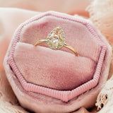 Bridal Rose Pear Morganite Halo Engagement Ring