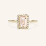 Bridal Rose Emerald Morganite Halo Engagement Ring