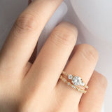Starlight Round Three Stone Moissanite Diamond Engagement Ring