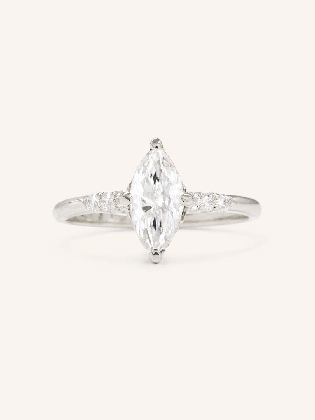 Hidden Halo Marquise Moissanite Engagement Ring with Diamond Accents