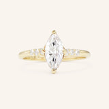 Hidden Halo Marquise Moissanite Engagement Ring with Diamond Accents