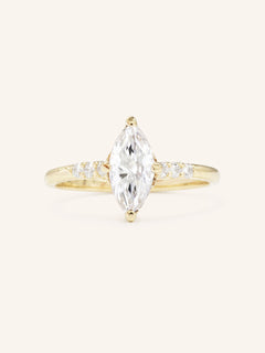 Hidden Halo Marquise Moissanite Engagement Ring with Diamond Accents