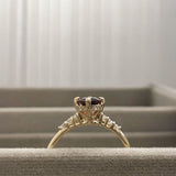 Hidden Halo Marquise Garnet Engagement Ring with Diamond Accents