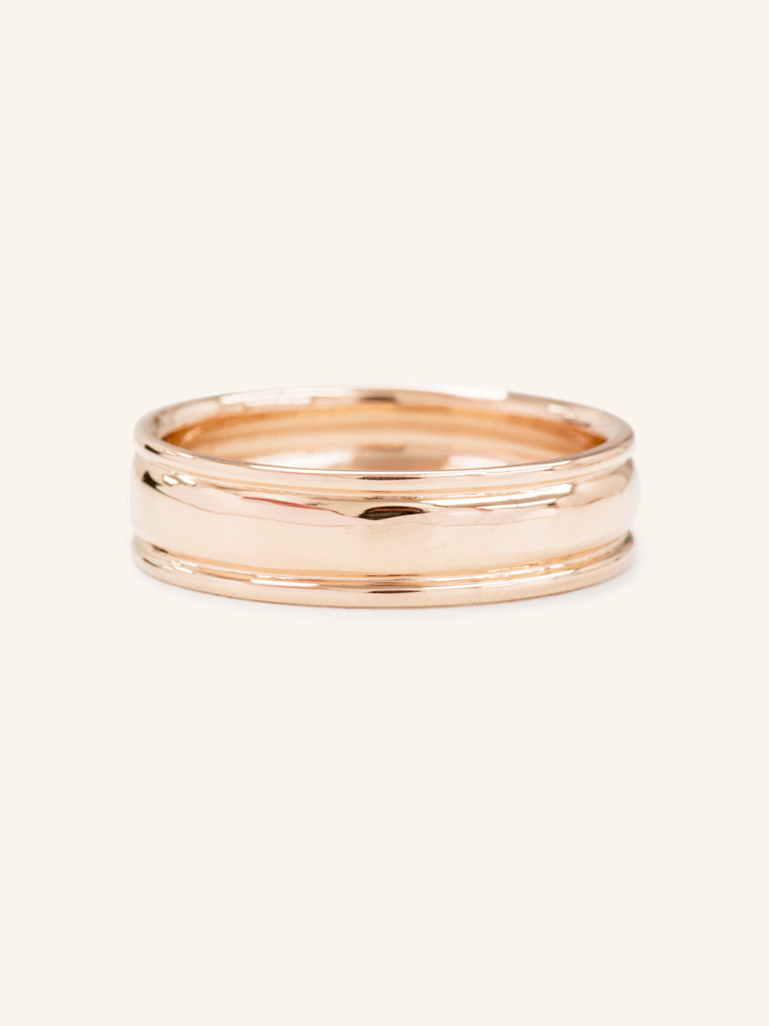 Grooved Round Edge Wedding Band 6MM