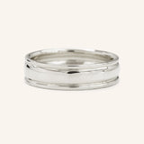 Grooved Round Edge Wedding Band 6MM