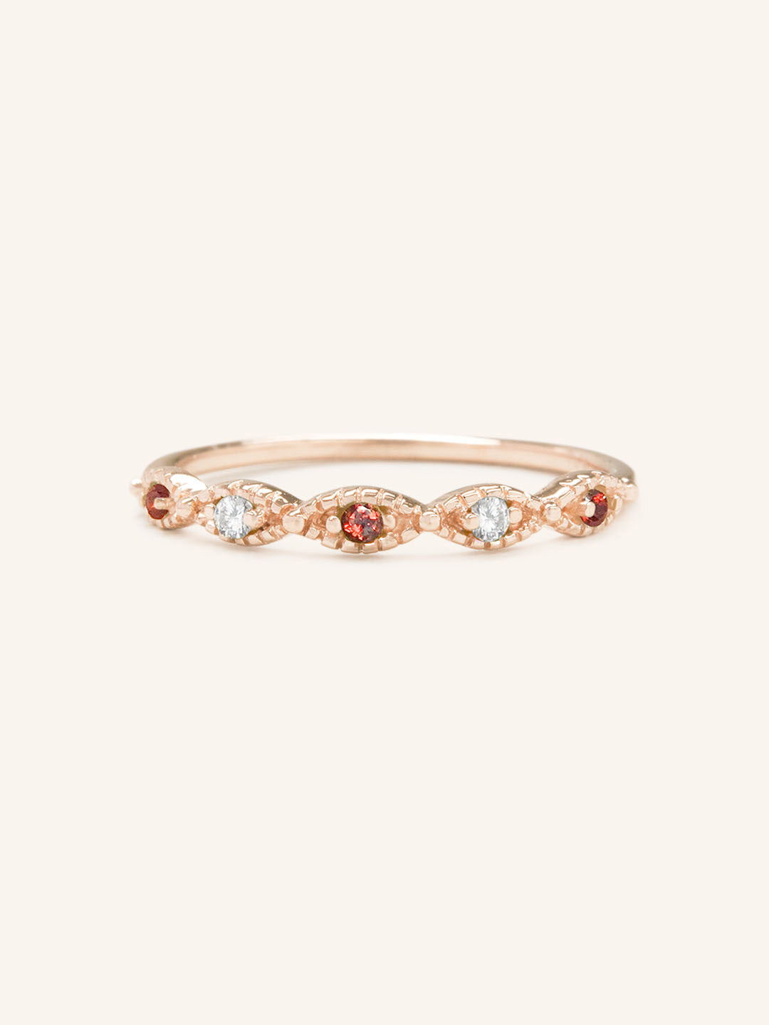 Sequin Garnet Diamond Ring