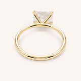 East West Emerald Step Cut Diamond Solitaire Engagement Ring