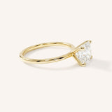 East West Emerald Step Cut Diamond Solitaire Engagement Ring