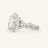 Akin to Embrace Oval Moissanite and Diamond Engagement Ring