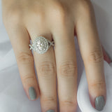 Akin to Embrace Oval Moissanite and Diamond Engagement Ring