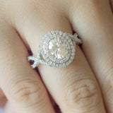 Akin to Embrace Oval Moissanite and Diamond Engagement Ring