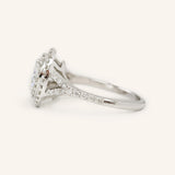 Akin to Crossing Paths Round Moissanite and Diamond Engagement Ring