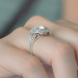 Akin to Crossing Paths Round Moissanite and Diamond Engagement Ring