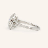 Akin to Crossing Paths Cushion Moissanite and Diamond Engagement Ring