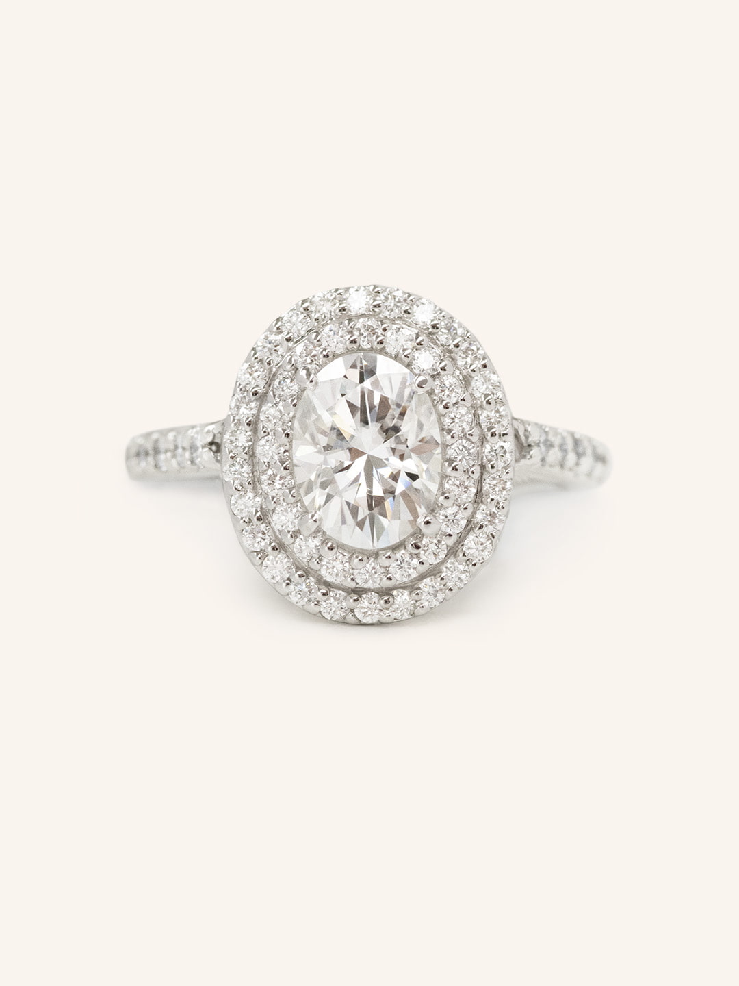 Akin to Love Oval Moissanite and Diamond Engagement Ring