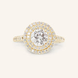 Akin to Love Round Moissanite and Diamond Engagement Ring