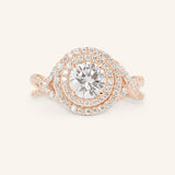 Akin to Embrace Round Moissanite and Diamond Engagement Ring
