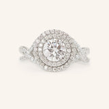 Akin to Embrace Round Moissanite and Diamond Engagement Ring