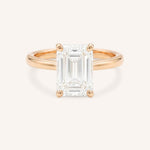 Rose Gold Morning Rose Emerald Cut Engagement Ring front view on white background