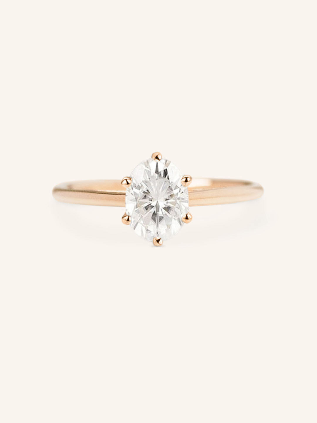 Wedding Arbor Oval Moissanite 6-Prong Solitaire Cathedral Engagement Ring