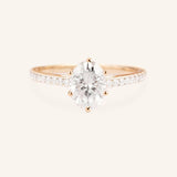 Wedding Arbor Oval Moissanite 6-Prong Solitaire Diamond Cathedral Engagement Ring