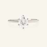 Wedding Arbor Oval Moissanite 6-Prong Solitaire Cathedral Engagement Ring