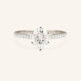 Wedding Arbor Oval Moissanite 6-Prong Solitaire Diamond Cathedral Engagement Ring