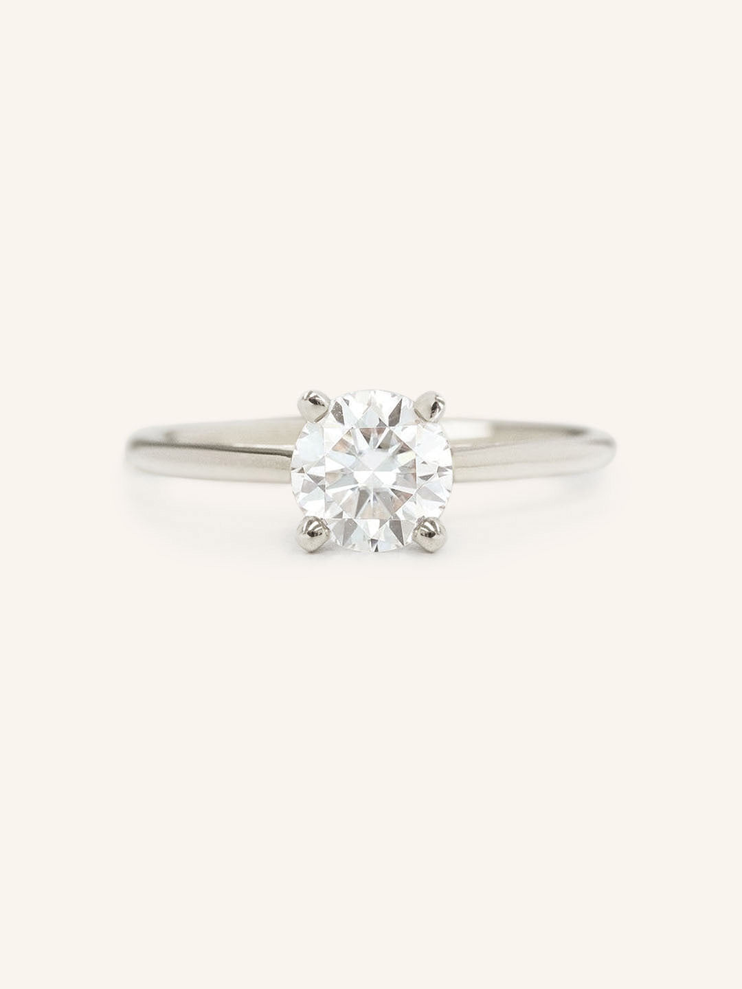 Morning Rose Round Moissanite Cathedral Engagement Ring