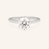 Wedding Arbor Round Moissanite 6-Prong Solitaire Diamond Cathedral Engagement Ring