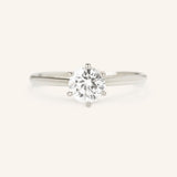Wedding Arbor Round Moissanite 6-Prong Solitaire Cathedral Engagement Ring