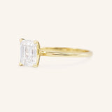 Morning Rose Emerald Cut Moissanite Engagement Ring