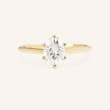 Wedding Arbor Oval Moissanite 6-Prong Solitaire Cathedral Engagement Ring