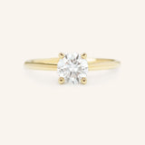 Morning Rose Round Moissanite Cathedral Engagement Ring