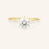 Wedding Arbor Round Moissanite 6-Prong Solitaire Diamond Cathedral Engagement Ring