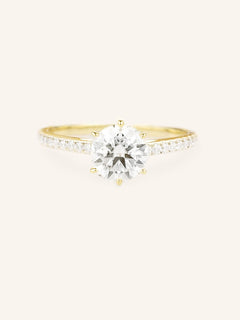 Wedding Arbor Round Moissanite 6-Prong Solitaire Diamond Cathedral Engagement Ring