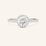 Brocade Halo Round Moissanite Engagement Ring