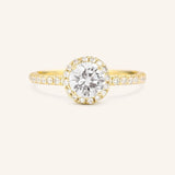 Brocade Halo Round Moissanite Engagement Ring