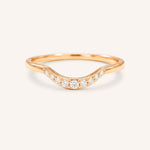 Rose gold Cassidy curved diamond wedding band front view on white background