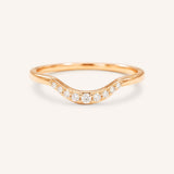 Rose gold Cassidy curved diamond wedding band front view on white background