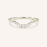 White gold Cassidy curved diamond wedding band front view on white background