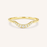 Yellow gold Cassidy curved diamond wedding band front view on white background