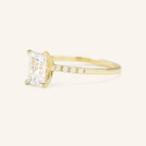 Moonlight Sky Emerald Cut Moissanite Diamond Accent Engagement Ring