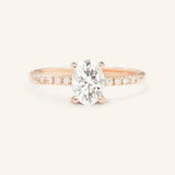 Moonlight Sky Oval Moissanite Diamond Accent Engagement Ring