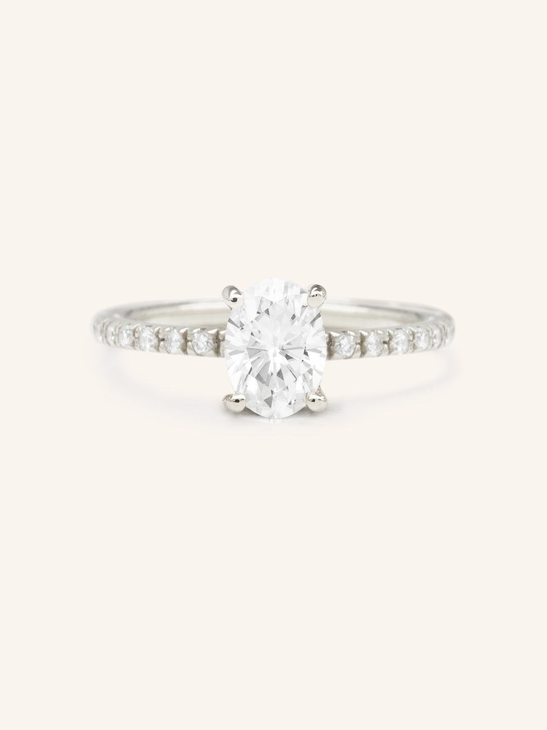 Moonlight Sky Oval Moissanite Diamond Half Eternity Engagement Ring