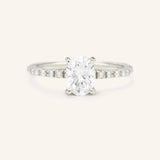 Moonlight Sky Oval Moissanite Diamond Half Eternity Engagement Ring
