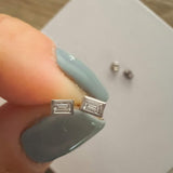 Straight Baguette Diamond Bezel Set Stud Earrings