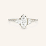 Summer Triangle Marquise Three Stone Engagement Ring