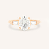 Stately Manor Oval Diamond Tapered Baguette Three Stone Engagement Ring